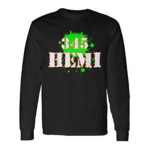 345 Hemi Engine Lime Green Splatter Long Sleeve T-Shirt