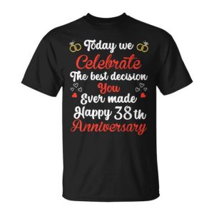 38 Years Anniversary Marriage Couples 38Th Years Of Marriage T-Shirt