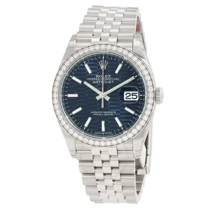 Datejust 36 Automatic Blue Fluted Motif Dial Chronometer Diamond Watch 36mm