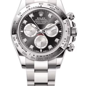 Rolex Cosmograph Daytona White Gold Black and Steel Diamond-Set Dial Men’s Watch M126509-0002 40mm