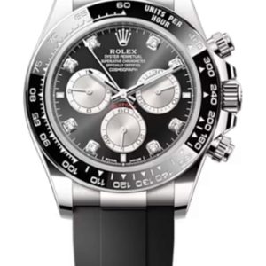 Rolex Cosmograph Daytona White Gold Black and Steel Diamond-Set Dial Oysterflex Men’s Watch M126519LN-0004 40mm