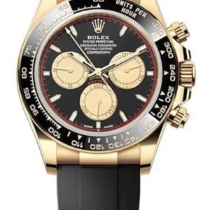 Rolex Cosmograph Daytona Yellow Gold Black and Champagne Dial Oysterflex Men’s Watch M126518LN-0004 40mm