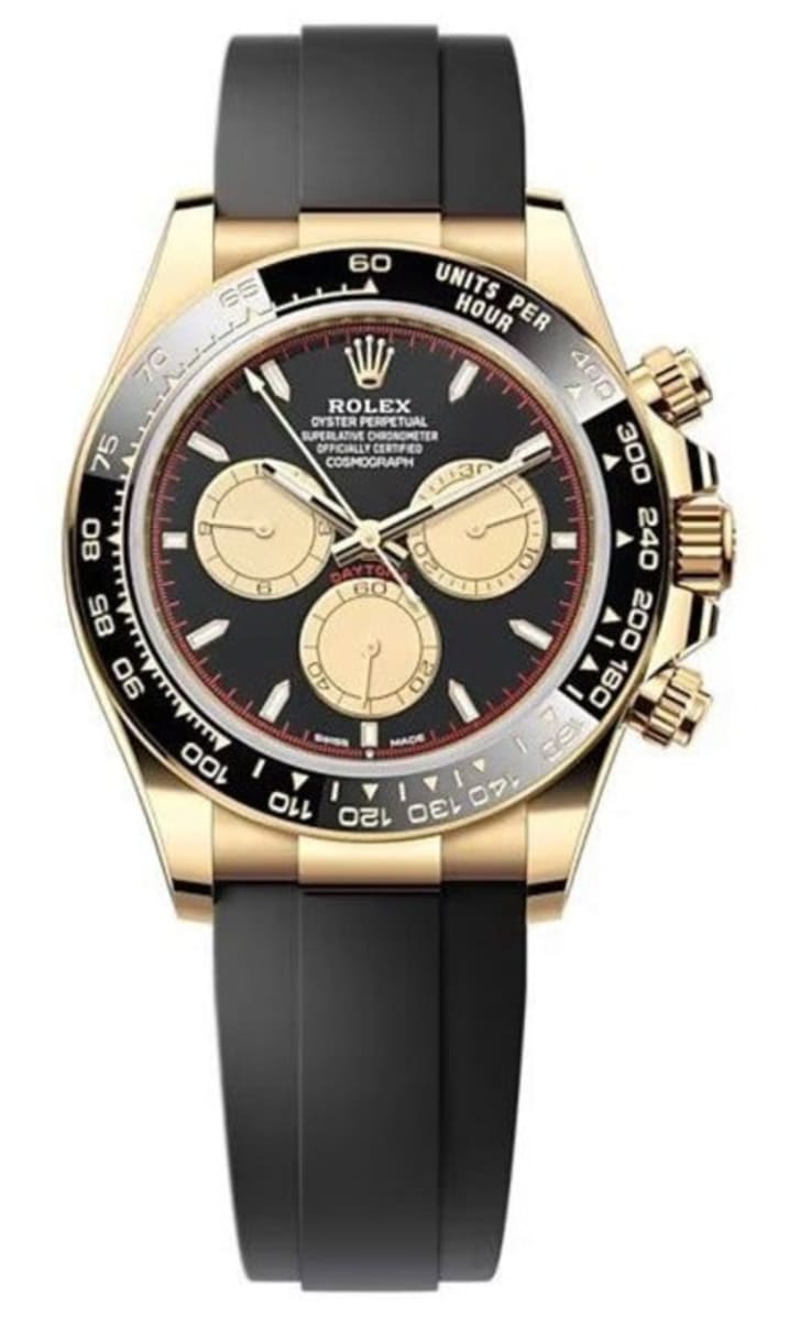 Rolex Cosmograph Daytona Yellow Gold Black and Champagne Dial Oysterflex Men’s Watch M126518LN-0004 40mm
