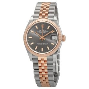 Rolex Datejust 31 Dark Rhodium Dial Automatic Ladies Steel and 18kt Everose Gold Jubilee Watch 278271DRSJ 31mm