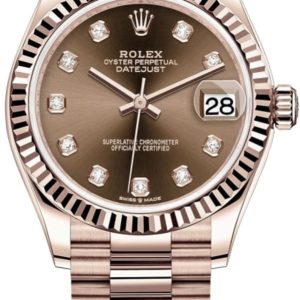 Rolex Datejust 31 Everose Gold Chocolate Diamond Dial Women’s Watch M278275-0010 31mm