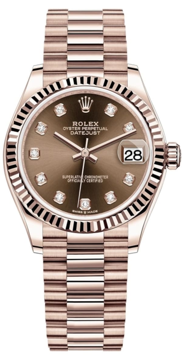 Rolex Datejust 31 Everose Gold Chocolate Diamond Dial Women’s Watch M278275-0010 31mm