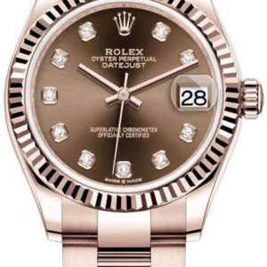 Rolex Datejust 31 Everose Gold Chocolate Diamond Dial Women’s Watch M278275-0017 31mm