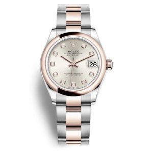 Rolex Datejust 31 Silver Diamond Dial Automatic Ladies Steel and 18kt Everose Gold Oyster Watch 278241SDO 31mm