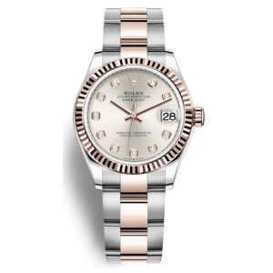 Rolex Datejust 31 Silver Diamond Dial Automatic Ladies Steel and 18kt Everose Gold Oyster Watch 278271SDO 31mm