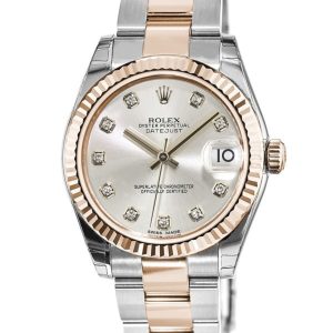 Rolex Datejust 31 Silver Diamond Dial, Steel and 18k Everose Gold Women’s Watch M178271-0046 31mm