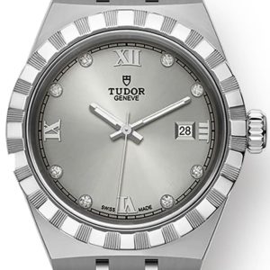 Tudor Royal Silver Diamond Dial Stainless Steel Unisex Watch M28300-0002 28mm