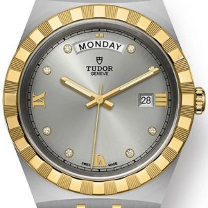 Tudor Royal Silver Diamond Dial Stainless Steel and Yellow Gold Unisex Watch M28603-0002 41mm