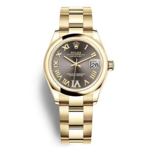 Rolex Datejust 31 Dark Grey Diamond Dial Ladies 18kt Yellow Gold Oyster Watch 278248GYRDO 31mm