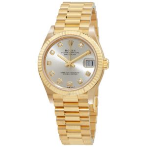 Rolex Datejust 31 Automatic 18kt Yellow Gold Diamond Silver Dial Ladies Watch 278278SDP 31mm