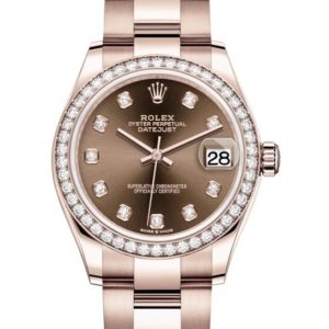 Rolex Datejust 31 Automatic Diamond Ladies 18 ct Everose Gold Oyster Watch 278285CHDO 31mm