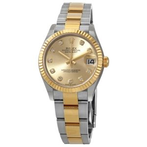 Rolex Datejust 31 Champagne Diamond Dial Automatic Ladies Steel and 18kt Yellow Gold Oyster Watch 278273CDO 31mm