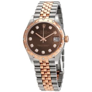 Rolex Datejust 31 Chocolate Diamond Dial Automatic Ladies Steel and 18kt Pink Gold Jubilee Watch 278341CHDJ 31mm