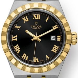 Tudor Royal Black Dial Stainless Steel and Yellow Gold Unisex Watch M28303-0003 28mm