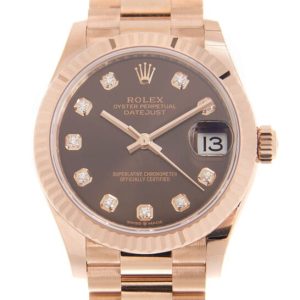 Rolex Datejust 31 Chocolate Diamond Dial Ladies 18kt Everose Gold President Watch 278275CHDP 31mm
