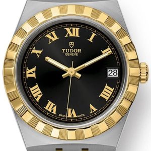 Tudor Royal Black Dial Stainless Steel and Yellow Gold Unisex Watch M28403-0003 34mm