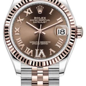 Rolex Datejust 31 Chocolate Pave Roman Dial Women’s Watch M278271-0004 31mm