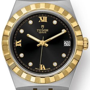 Tudor Royal Black Diamond Dial Stainless Steel and Yellow Gold Unisex Watch M28403-0005 34mm