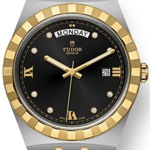 Tudor Royal Black Diamond Dial Stainless Steel and Yellow Gold Unisex Watch M28603-0005 41mm