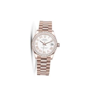 Rolex Datejust 31 Automatic White Dial Ladies 18 ct Everose Gold President Watch 278285WRP 31mm
