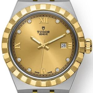 Tudor Royal Champagne Diamond Dial Stainless Steel and Yellow Gold Unisex Watch M28303-0006 28mm
