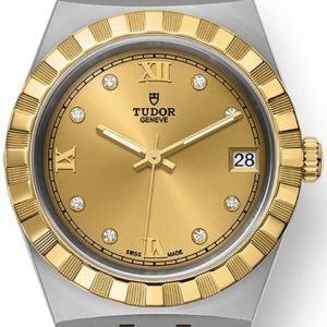 Tudor Royal Champagne Diamond Dial Stainless Steel and Yellow Gold Unisex Watch M28403-0006 34mm