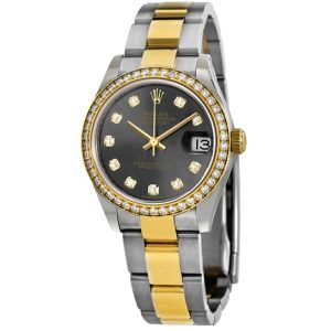 Rolex Datejust 31 Grey Diamond Dial Ladies Steel and 18kt Yellow Gold Oyster Watch 278383GYDO 31mm