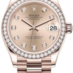 Rolex Datejust 31 Everose Gold Rose Diamond Dial Diamond Bezel Women’s Watch M278285RBR-0025 31mm
