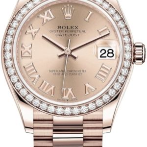 Rolex Datejust 31 Everose Gold Rose Roman Dial Diamond Bezel Women’s Watch M278285RBR-0029 31mm