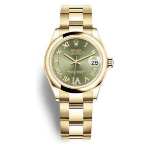 Rolex Datejust 31 Olive Green Dial Automatic Ladies 18kt Yellow Gold Oyster Watch 278248GNRDO 31mm