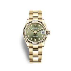 Rolex Datejust 31 Olive Green Diamond Dial 18kt Yellow Gold Oyster Ladies Watch 278278GNDO 31mm
