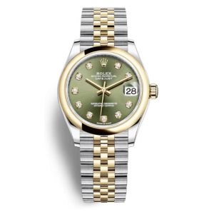 Rolex Datejust 31 Olive Green Diamond Dial Ladies Steel and 18kt Yellow Gold Jubilee Watch 278243GNDJ 31mm