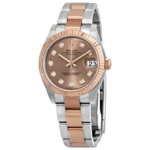 Rolex Datejust 31 Rose Diamond Dial Automatic Ladies 18kt Everose Gold Oyster Watch 278271PDO 31mm