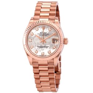 Rolex Datejust 31 Mother of Pearl Diamond Dial Ladies 18kt Everose Gold President Watch 278275MDP 31mm