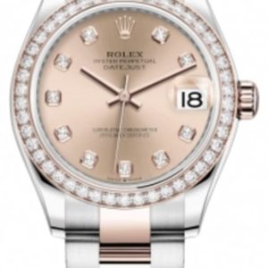 Rolex Datejust 31 Stainless Steel and Rose Gold Rose Diamond Dial Diamond Bezel Women’s Watch M278381RBR-0023 31mm