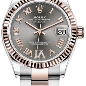 Rolex Datejust 31 Stainless Steel and Rose Gold Rose Pave Roman Dial Women’s Watch M278271-0029 31mm