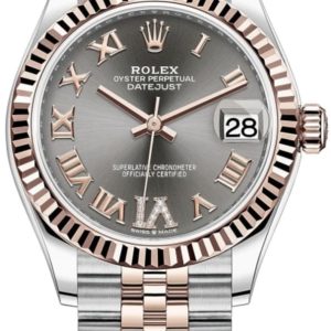 Rolex Datejust 31 Stainless Steel and Rose Gold Rose Pave Roman Dial Women’s Watch M278271-0030 31mm