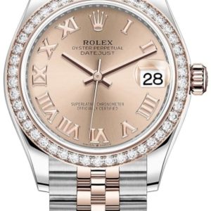 Rolex Datejust 31 Stainless Steel and Rose Gold Rose Roman Dial Diamond Bezel Women’s Watch M278381RBR-0002 31mm