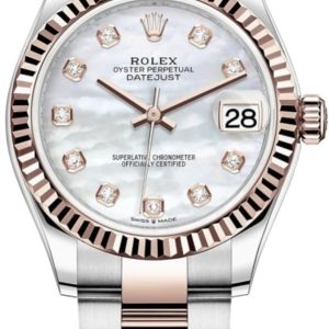 Rolex Datejust 31 Stainless Steel and Rose Gold Mother-of-Pearl Diamond Dial Women’s Watch M278271-0025 31mm