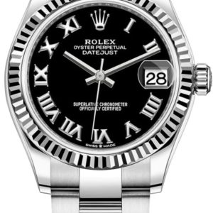 Rolex Datejust 31 Stainless Steel and White Gold Black Roman Dial Women’s Watch M278274-0001 31mm
