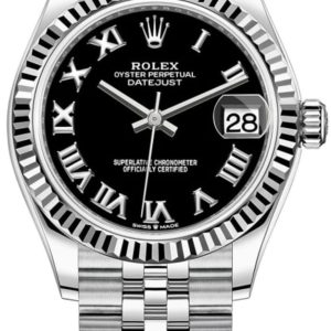 Rolex Datejust 31 Stainless Steel and White Gold Black Roman Dial Women’s Watch M278274-0002 31mm