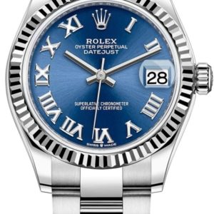 Rolex Datejust 31 Stainless Steel and White Gold Blue Roman Dial Women’s Watch M278274-0033 31mm