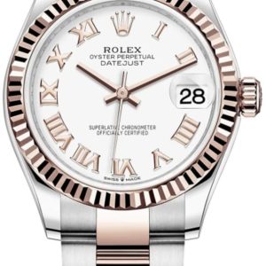 Rolex Datejust 31 Stainless Steel and Rose Gold White Roman Dial Women’s Watch M278271-0001 31mm