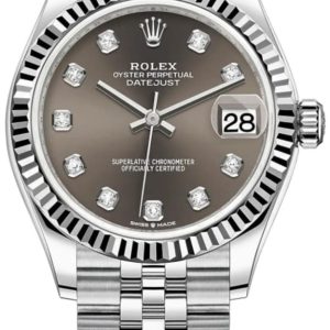 Rolex Datejust 31 Stainless Steel and White Gold Dark Grey Diamond Dial Women’s Watch m278274-0008 31mm