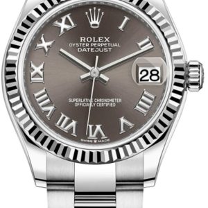 Rolex Datejust 31 Stainless Steel and White Gold Dark Grey Roman Dial Women’s Watch M278274-0021 31mm