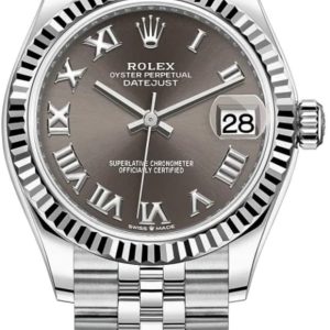 Rolex Datejust 31 Stainless Steel and White Gold Dark Grey Roman Dial Women’s Watch M278274-0022 31mm